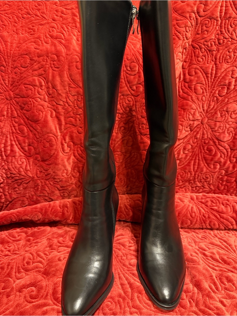Elegant Black Over-the-Knee Pointed Toe Boots with Side Zip